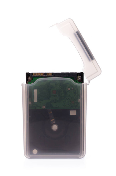 Disco duro de la placa de circuito impreso aislado sobre fondo blanco
 - Foto, imagen