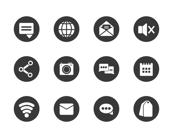 Social media block flat style icon set vector design - Vektor, kép
