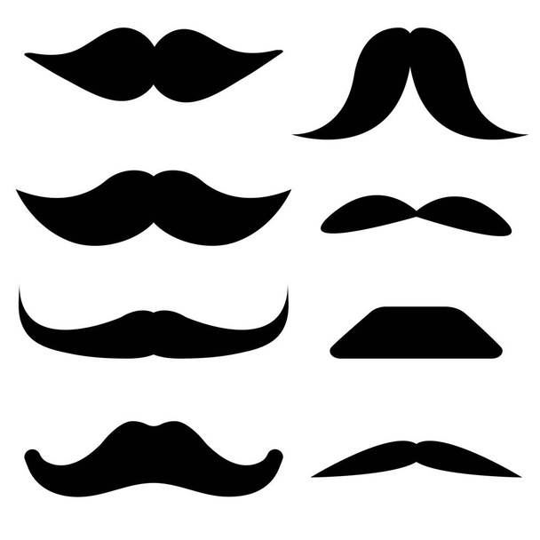 Mustache black icon set vector illustration. - Vector, imagen