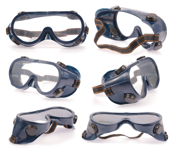 Set Schutzbrillen isoliert auf weißem Hintergrund - Foto, Bild