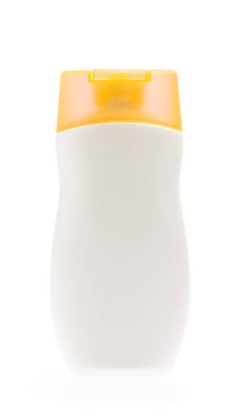 Plastikflasche mit Lotion isoliert auf weißem Hintergrund - Foto, Bild