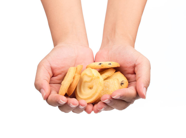 hand holding cookie isolated on white background - Photo, Image
