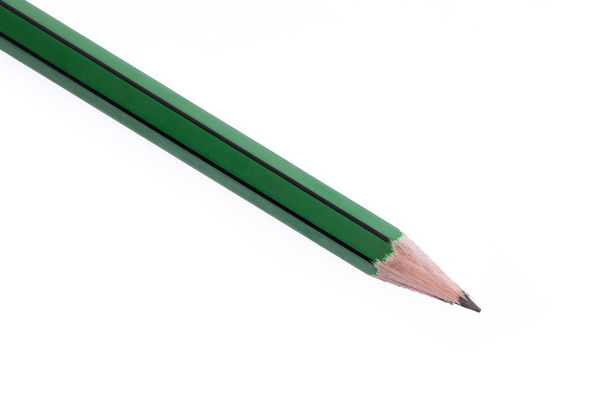 Zielony ołówek izolowany na białym tle - Zdjęcie, obraz