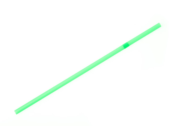 green drinking straw isolated on white background. - Photo, Image