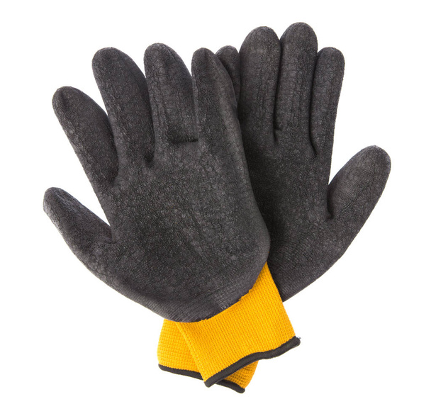 Κίτρινα δερμάτινα γάντια εργασίας απομονώνονται σε λευκό φόντο - Φωτογραφία, εικόνα