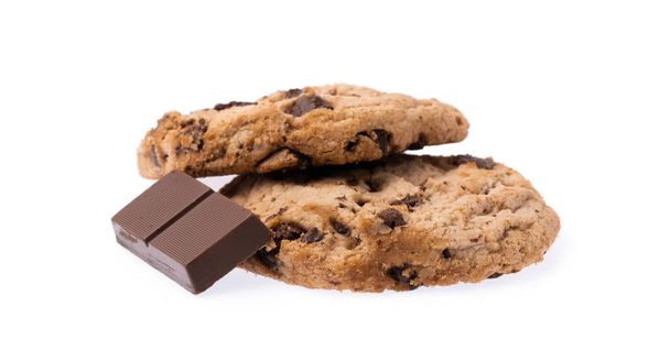 biscoitos Biscoitos caseiros de chocolate isolados sobre fundo branco
 - Foto, Imagem