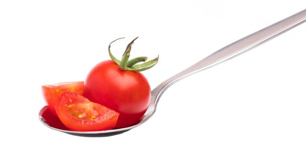 cuchara de tomate aislado sobre fondo blanco
 - Foto, Imagen