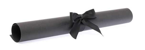 rollo de papel negro con cinta negra aislada sobre fondo blanco
 - Foto, imagen