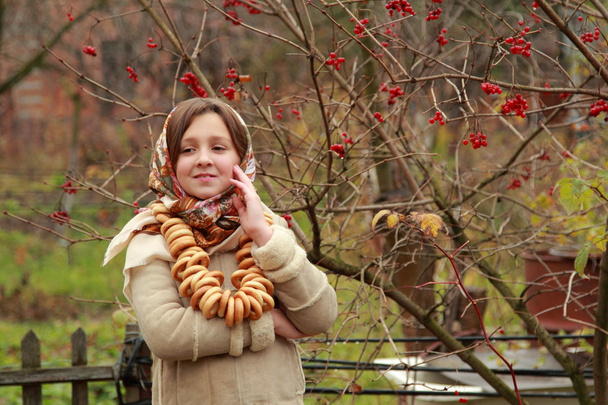 Girl in russian traditional kerchief - Foto, imagen