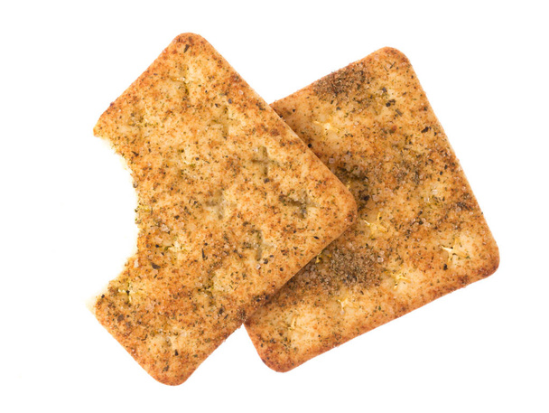 krakersy przekąski chleb izolowane na białym tle - Zdjęcie, obraz
