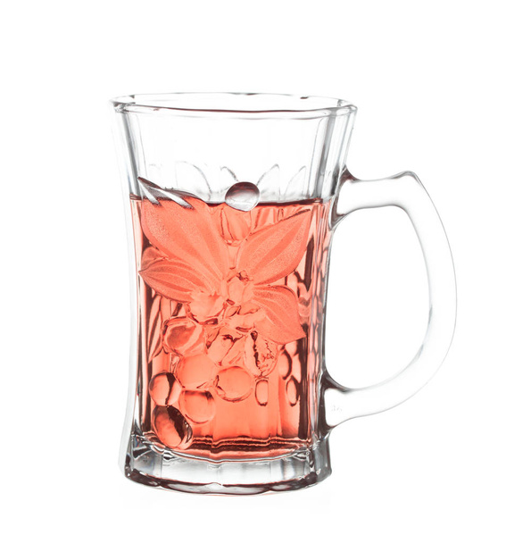 Bril met zoete drank geïsoleerd op witte achtergrond - Foto, afbeelding