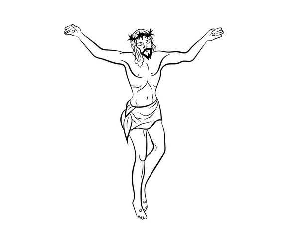 Jesús en la cruz. Crucifixión de Jesús en la cruz aislada sobre un fondo blanco. Ilustración vectorial
. - Vector, imagen