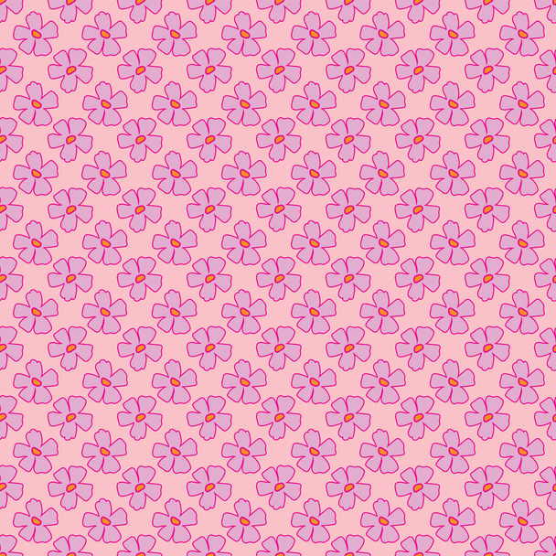 Ditzy Розовые цветы Фон-Цветы в цвету, бесшовные повторяющиеся картины цветы. Classic floral repeat pattern design in pink and white. Перфект для книги по лому камню
, - Вектор,изображение
