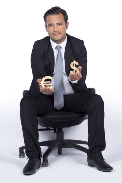 Businessman and world money icons - Photo, Image