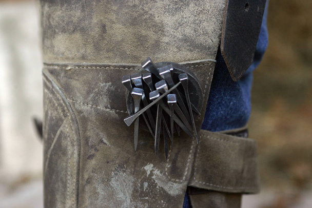 Blacksmith Equipment, Nails background - Foto, afbeelding