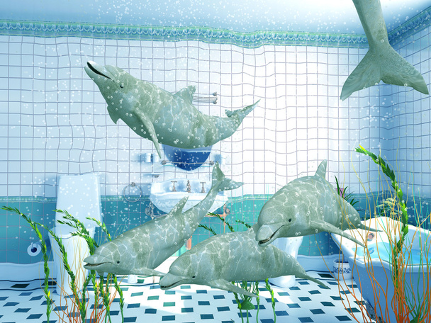 Bathroom dolphins - Photo, Image