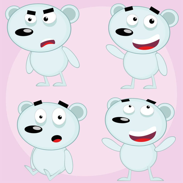 Vektor-Illustration eines Cartoon-Bären mit kindlichem Stil in vier Situationen - Vektor, Bild