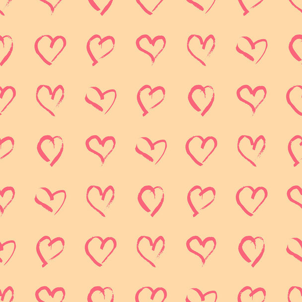 naadloos patroon met handgetekende harten - Vector, afbeelding