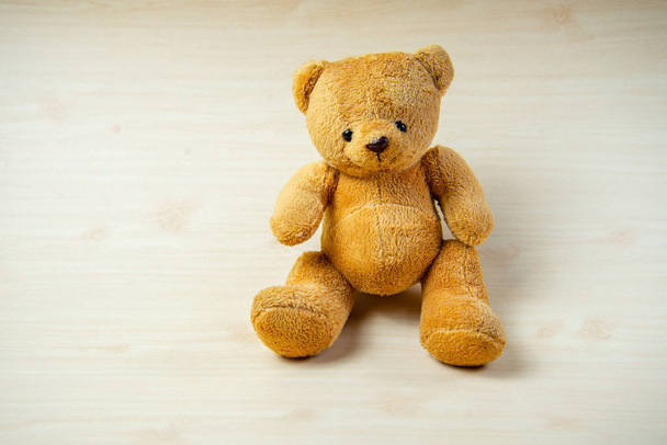 Lonely brown teddy bear on white background, die-cut. Object. - Photo, Image