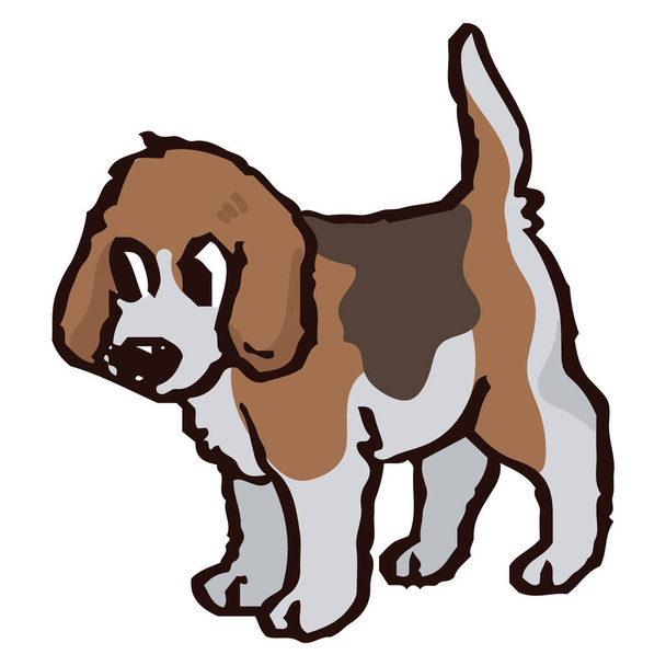 かわいい漫画のキツネの子犬狩り犬ベクトルクリッパー。血統犬の赤ちゃん犬は犬愛好家のための品種です。ペットパーラーイラストマスコットのための純血犬。隔離された犬の猟犬。Eps 10.  - ベクター画像
