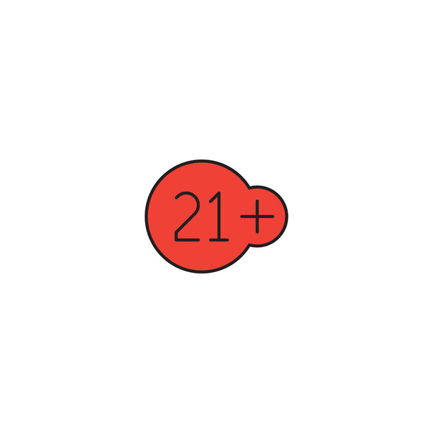 21 plus Jahre altes Zeichen-Vektor-Symbol auf weißem Hintergrund isoliert - Vektor, Bild