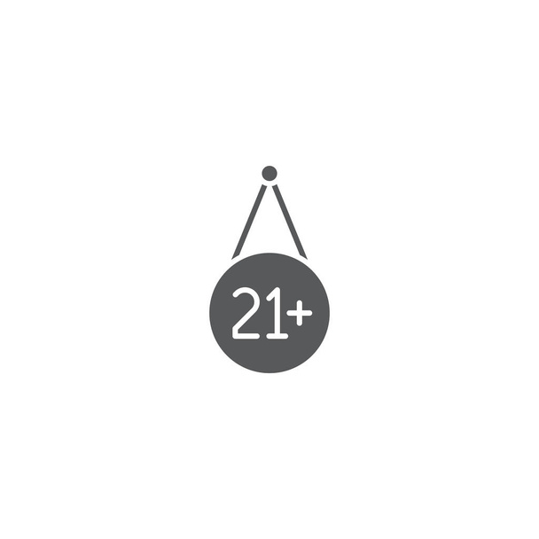 21 plusz éves jel vektor ikon szimbólum elszigetelt fehér háttér - Vektor, kép