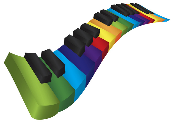 Фортепианная красочная волновая клавиатура 3D
 - Вектор,изображение