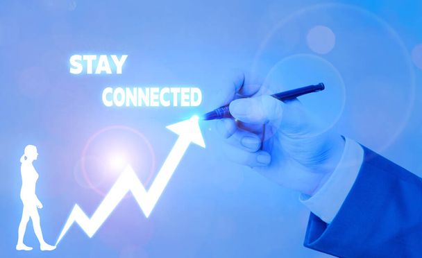 Text sign showing Stay Connected. Conceptual photo To keep communicating on each other To retain in touch. - Photo, Image
