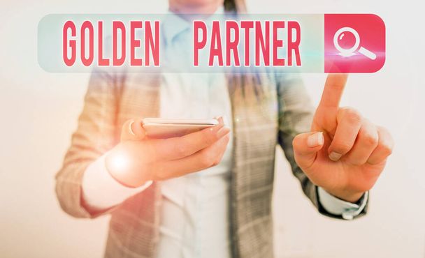 Text sign showing Golden Partner. Conceptual photo all work honestly and for a common purpose and target goals. - Fotoğraf, Görsel