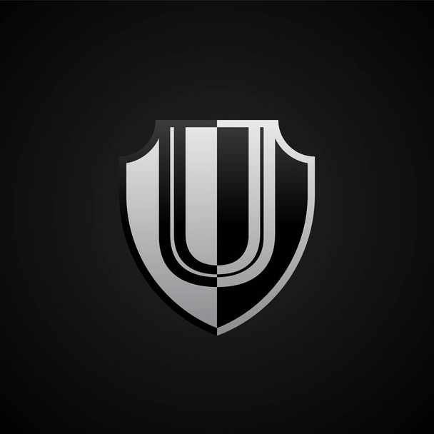 Initial letter U in the shield, Letter U Shield Icon - Vector, Imagen