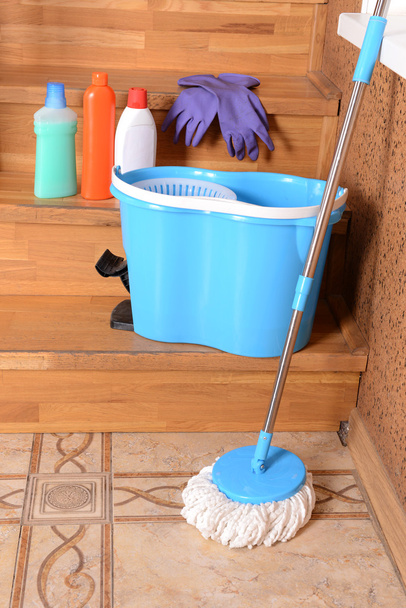 House cleaning equipment with mop - Zdjęcie, obraz