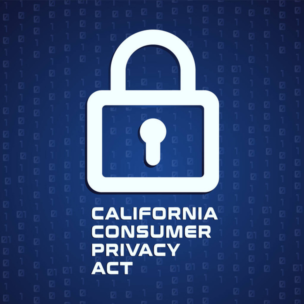 カリフォルニア州の消費者プライバシー法またはアプリやウェブサイトのロックフラットベクトルアイコンとCCPAのシンボル - ベクター画像