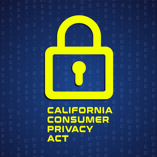 Закон о конфиденциальности для потребителей Калифорнии или символ CCPA с плоским векторным значком замка для приложений и веб-сайтов
 - Вектор,изображение
