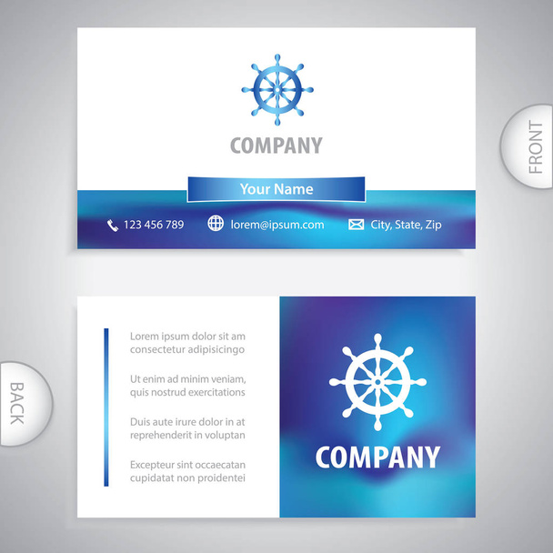 business card - steering wheel rudder - ship steering - captain's control room - company presentations - Vector, Image