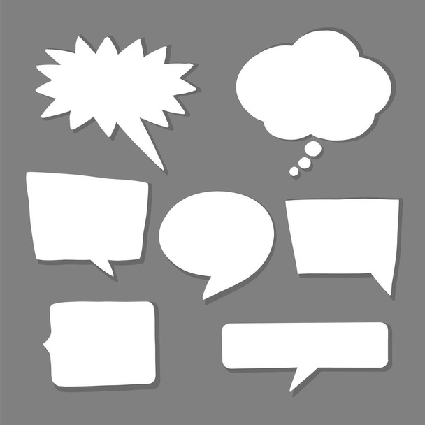 Set of cute hand drawn speech bubbles in doodle style. Talk clouds sketching. Balloon shapes with scribble texture collection for your blog, social network posts, advertisement - Vector, afbeelding