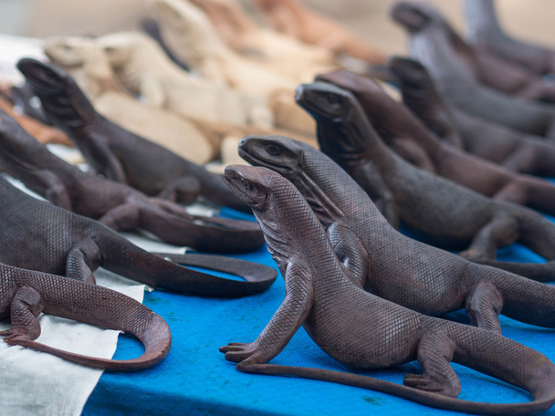 Souvenir Komodo Dragons for Sale on Komodo Island, Indonesia - Fotoğraf, Görsel