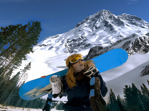 Menina de snowboard
 - Foto, Imagem