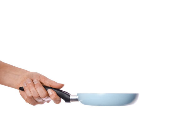 pan in hands on a white background - Foto, Imagem