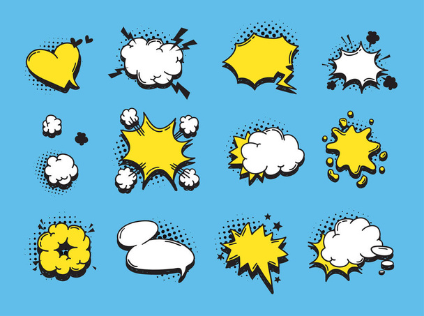Explosión de burbujas de habla dibujada a mano. Objeto de diseño de arte pop. Comic book doodle elemento para el diálogo. Colección vectorial estilo de dibujos animados
 - Vector, imagen