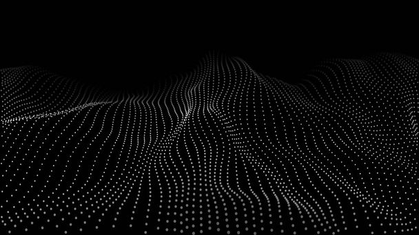 Vector abstract futuristic background. Big data visualization. Dynamic wave of particles. - Vector, Image