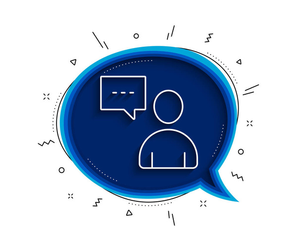 User communication line icon. Chat bubble with shadow. Person with chat speech bubble sign. Human silhouette symbol. Thin line users chat icon. Vector - Vecteur, image