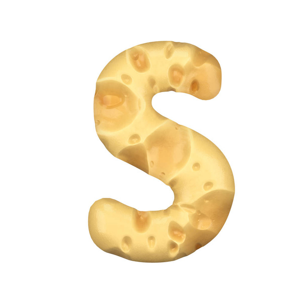 Renderização 3D de um pedaço de queijo na forma da carta
  - Foto, Imagem