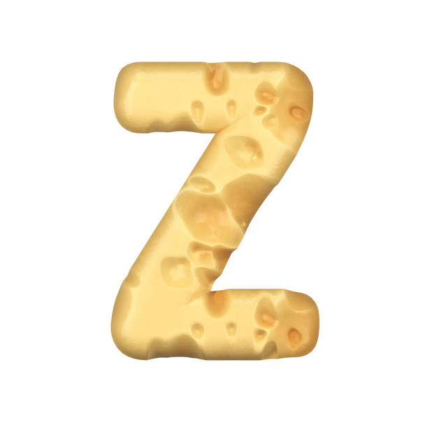 3D Rendering of a Piece of Cheese in the Shape of the Letter  - Zdjęcie, obraz