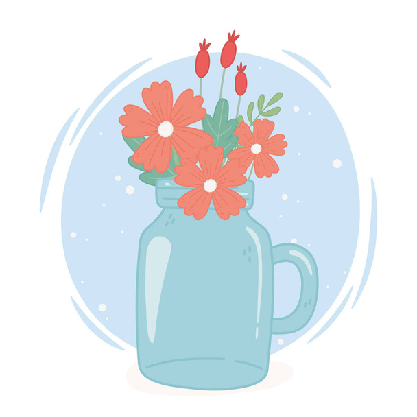 pot maçon fleurs décoration avec poignée
 - Vecteur, image