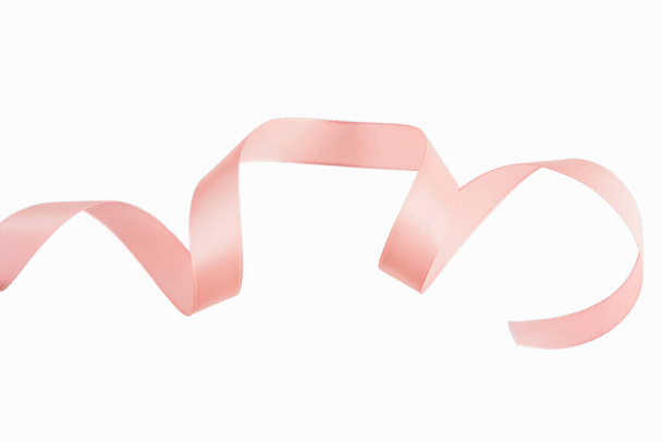 A Pink ribbon on a white background - Photo, Image