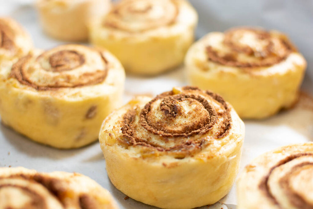 Homemade pastries, Sinabon buns, baking preparations, dough. - Photo, Image
