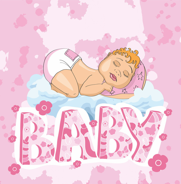 schlafendes neugeborenes Mädchen - Vektor, Bild