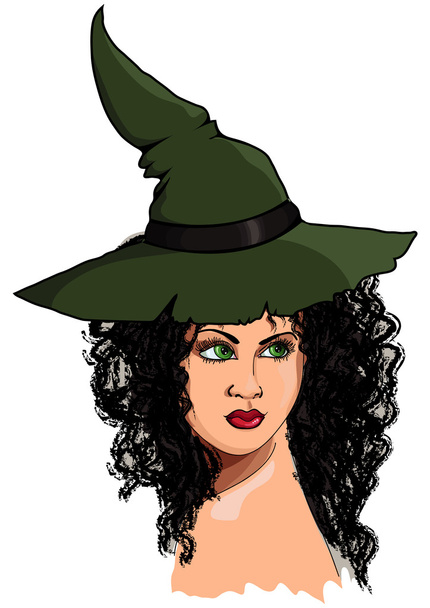 Disegnare una ragazza con il cappello per Halloween
 - Vettoriali, immagini