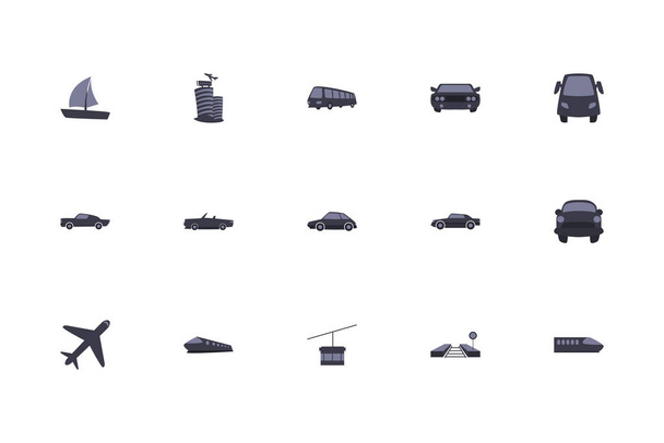 Véhicules de transport isolés remplissent style icône ensemble vectoriel design
 - Vecteur, image