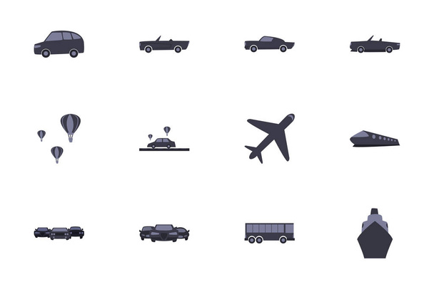 Isolated transportation vehicles fill style icon set vector design - Vector, afbeelding